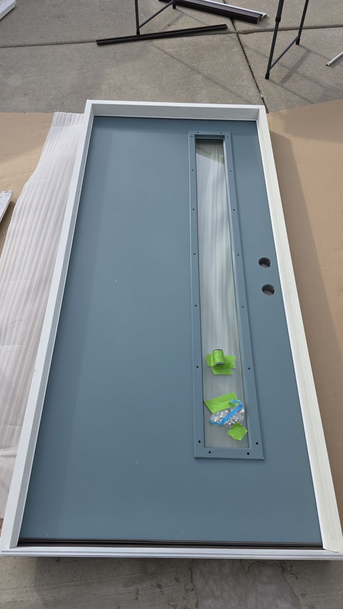 NEW Therma-Tru Fiberglass Insulated Front Door w/ Tall Glass Panel – $850