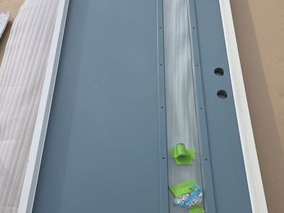 NEW Therma-Tru Fiberglass Insulated Front Door w/ Tall Glass Panel – $850