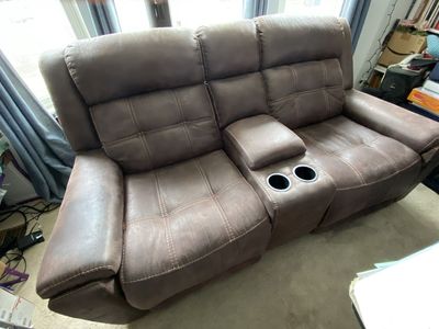 2 Seat Leather Power Reclining Couch - Lightly Used
