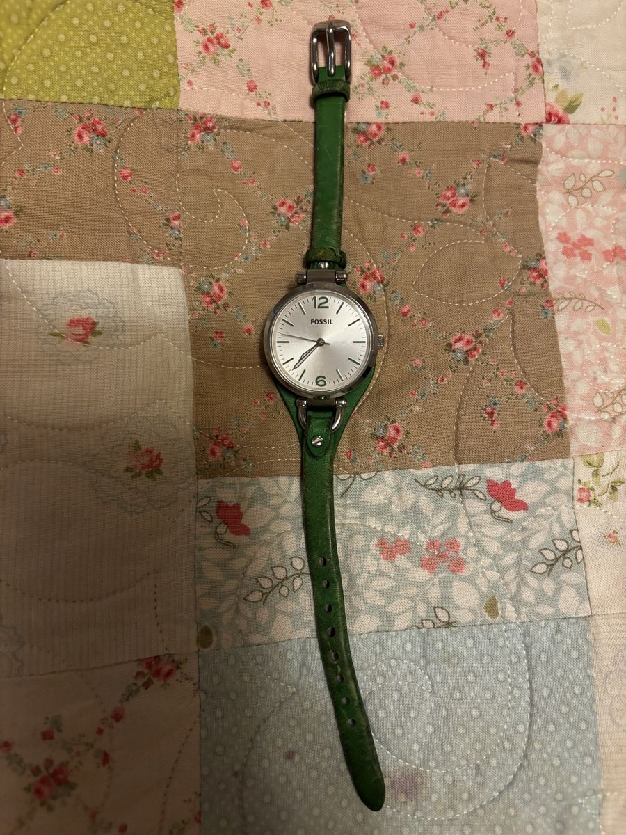 Fossil ES3298 Women's Green Leather Band Quartz Watch