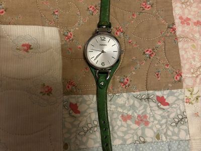 Fossil ES3298 Women's Green Leather Band Quartz Watch