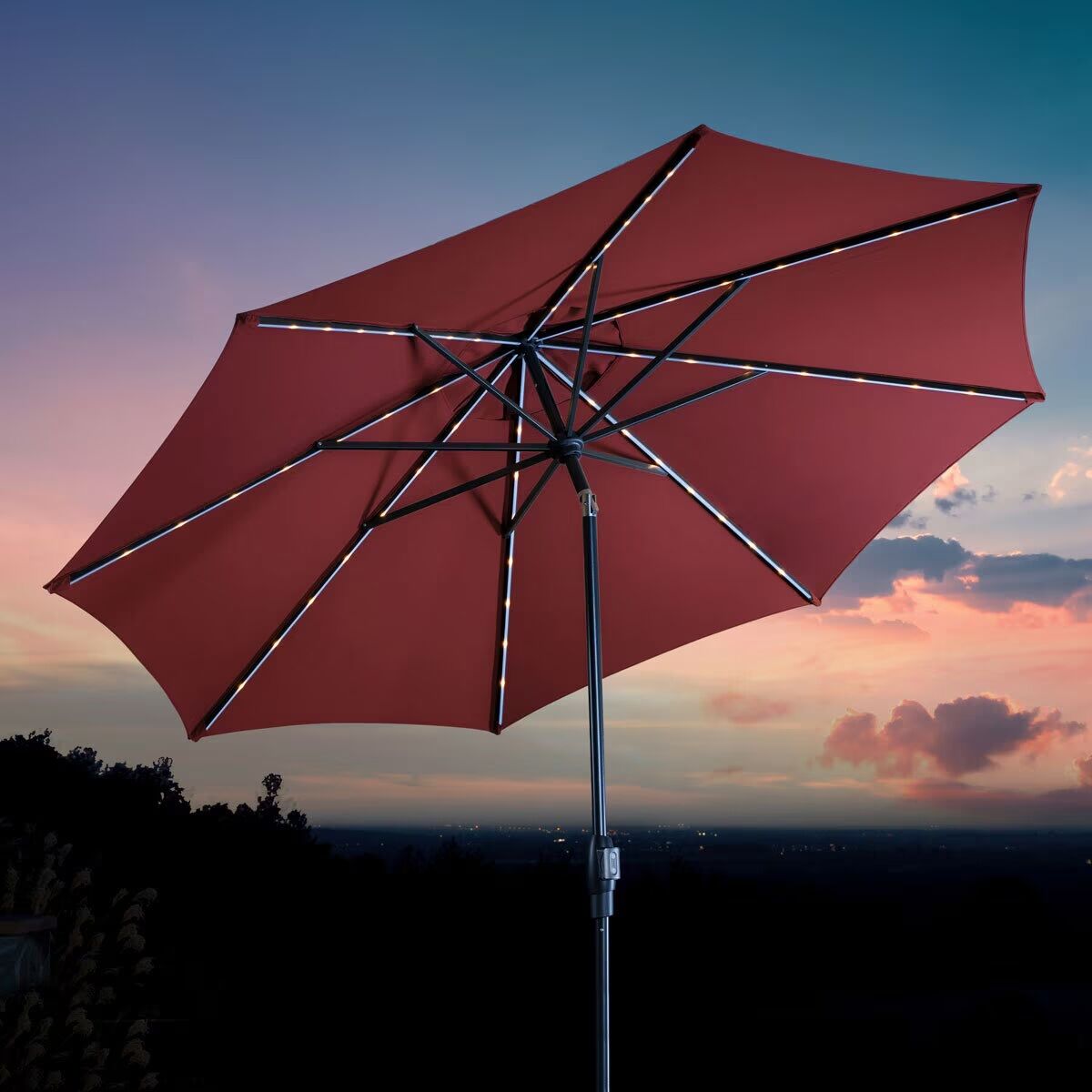 SunVilla 10' Solar Powered 56 LED Aluminum Auto Tilt Market Umbrella #83057