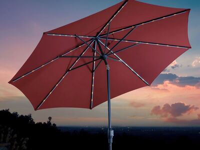 SunVilla 10' Solar Powered 56 LED Aluminum Auto Tilt Market Umbrella #83057