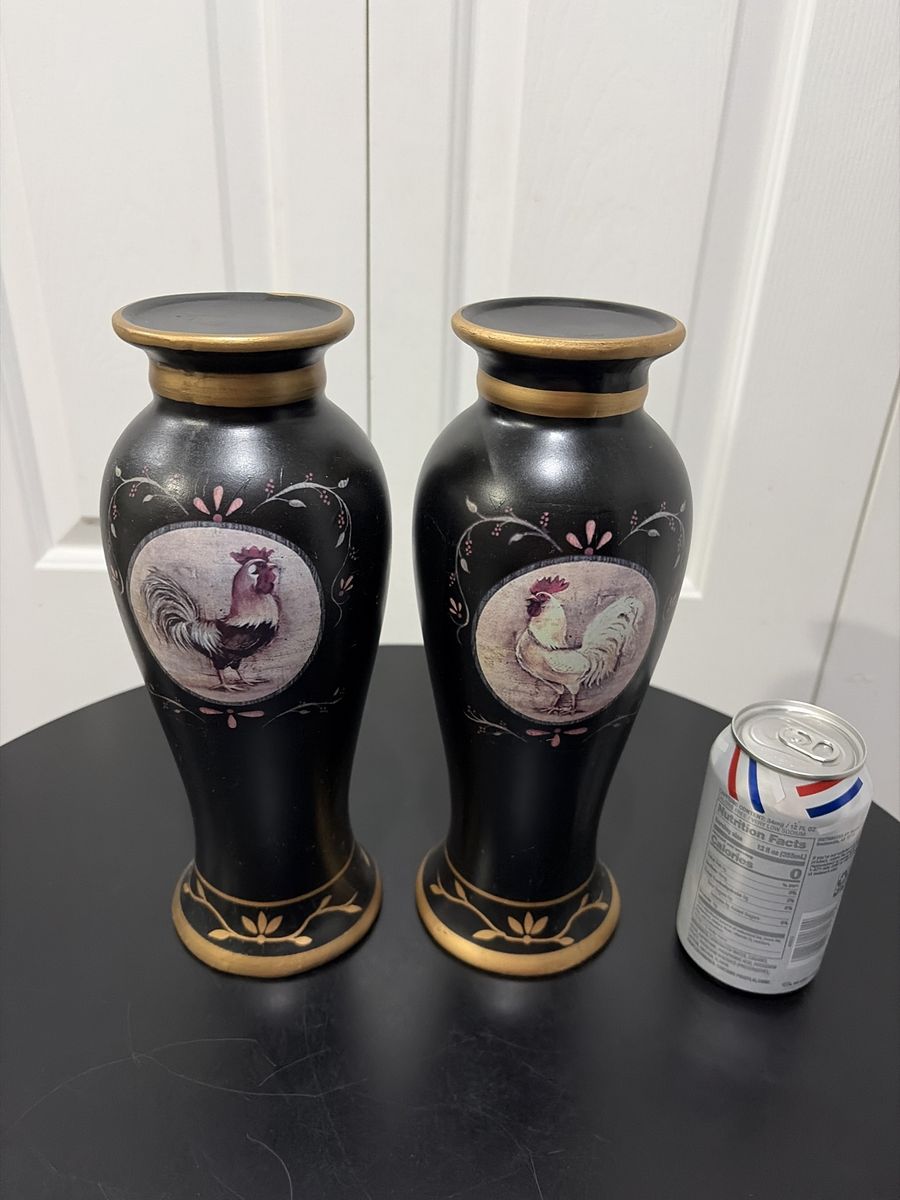 Pretty Ceramic Chicken Pillar Candle Holders