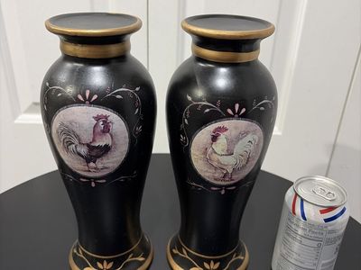 Pretty Ceramic Chicken Pillar Candle Holders