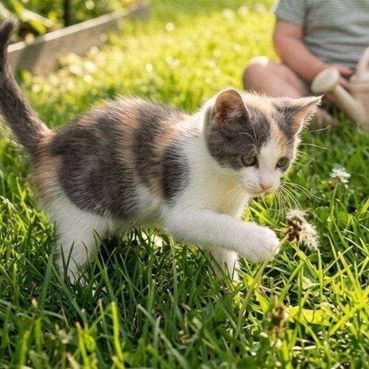 female calico friendly baby kitten