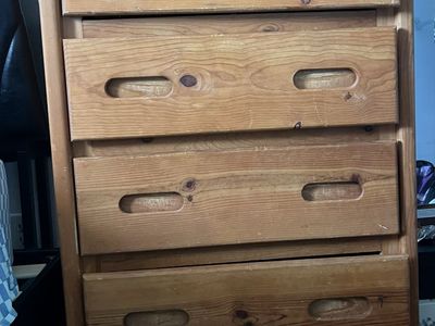 Wooden 4-Drawer Dresser/Chest of Drawers - Light Brown Pine Finish