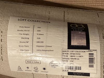 Unique Loom Loft Collection 4'x6' White/Light Grey Area Rug - Water Repellent & Antistatic