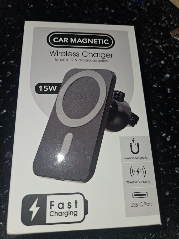 Car Magnetic 15W Wireless Charger for iPhone 12 & Advanced Series - Fast Charging USB-C