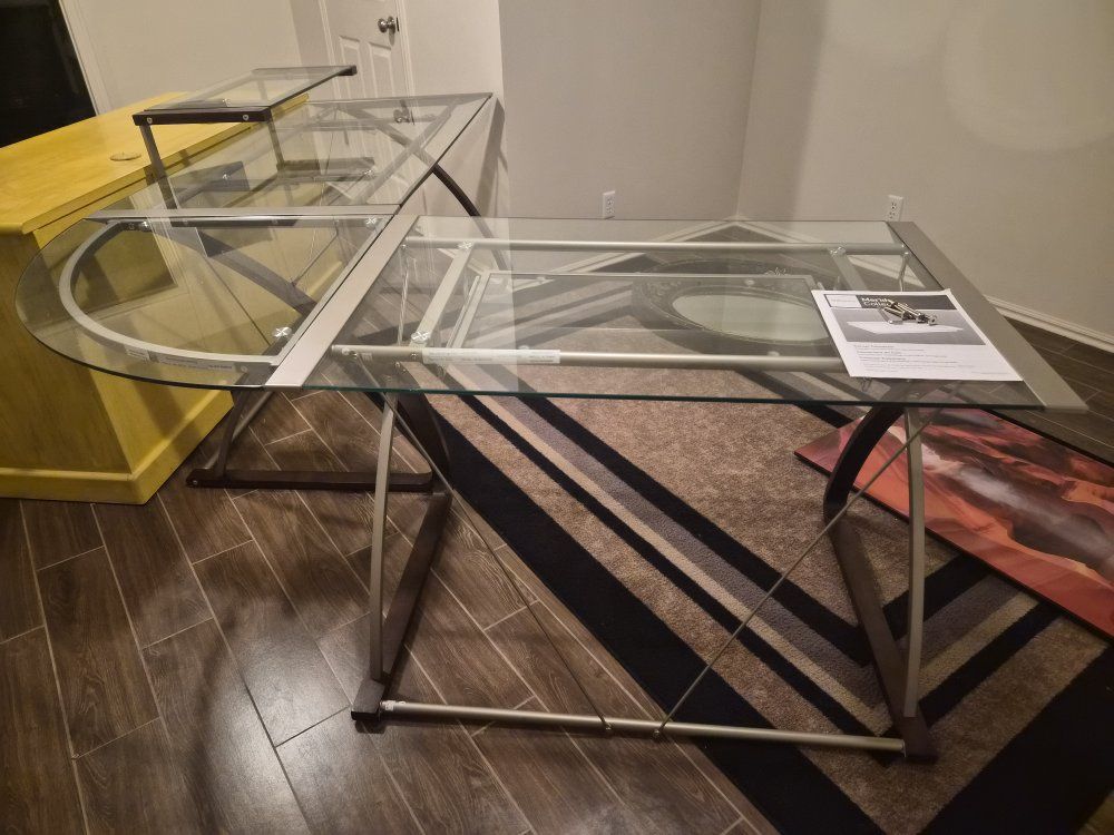 Glass L Shape desk hardly used