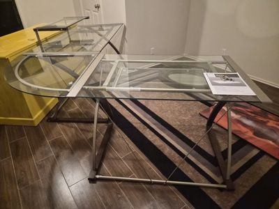 Glass L Shape desk hardly used