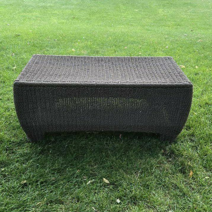 42” Brown Rattan Wicker Outdoor Patio Ottoman Footrest Bench Chair Table