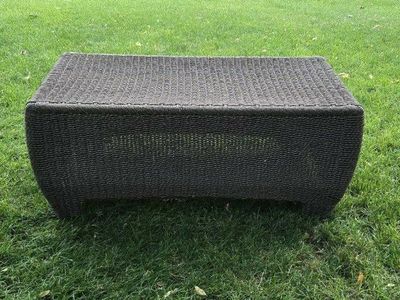 42” Brown Rattan Wicker Outdoor Patio Ottoman Footrest Bench Chair Table
