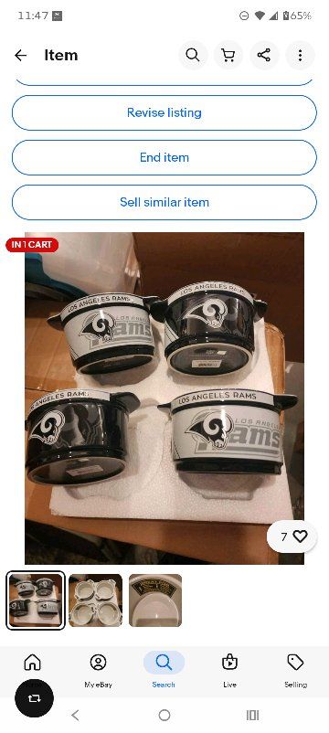 NFL Los Angeles Rams Ceramic Chili/Soup Bowls - Set of 4, Black & White Logo Collectible