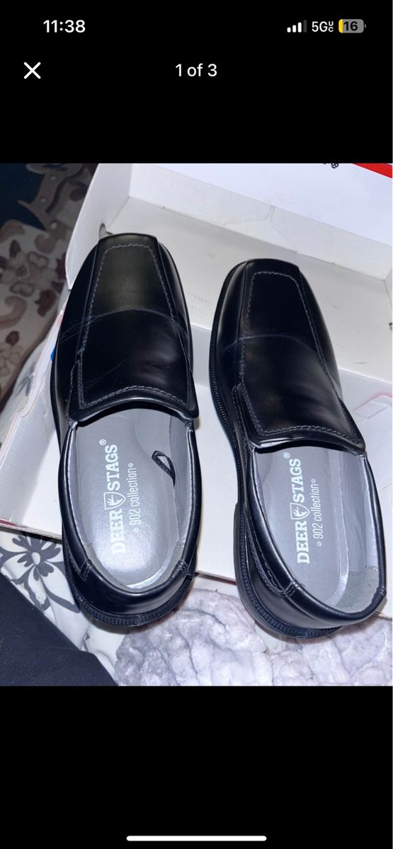 Deer Stags Black Slip-On Dress Shoes - 802 Collection, Size 8.5W, Used