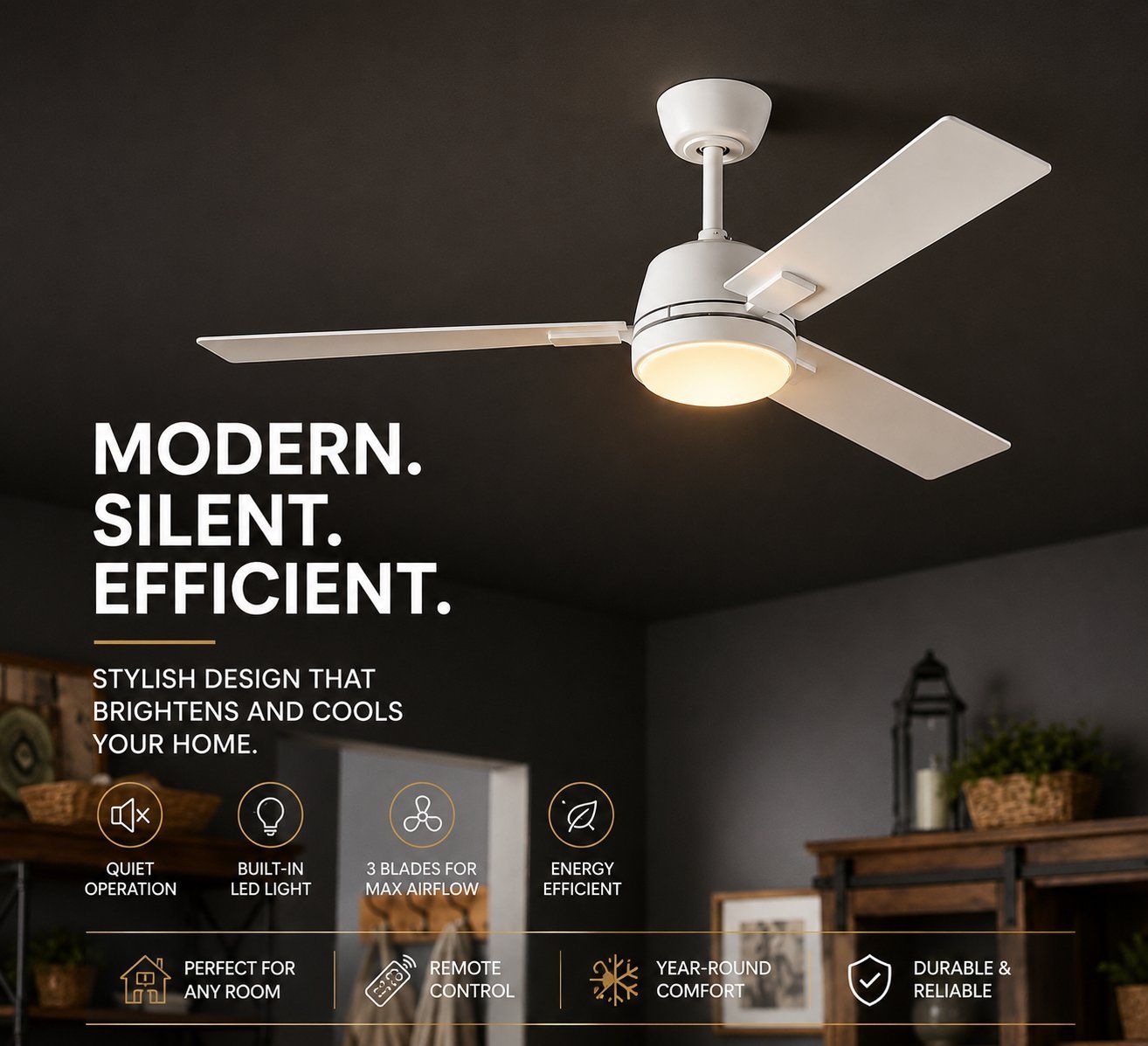 HAMPTON BAY VERANO 52" CEILING FAN – BRAND NEW IN BOX – WITH REMOTE CONTROL