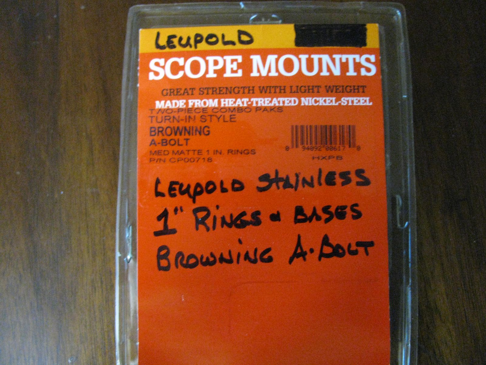 Leupold 1" Stainless Scope Rings & Bases for Browning A-Bolt rifles. Medium Height
