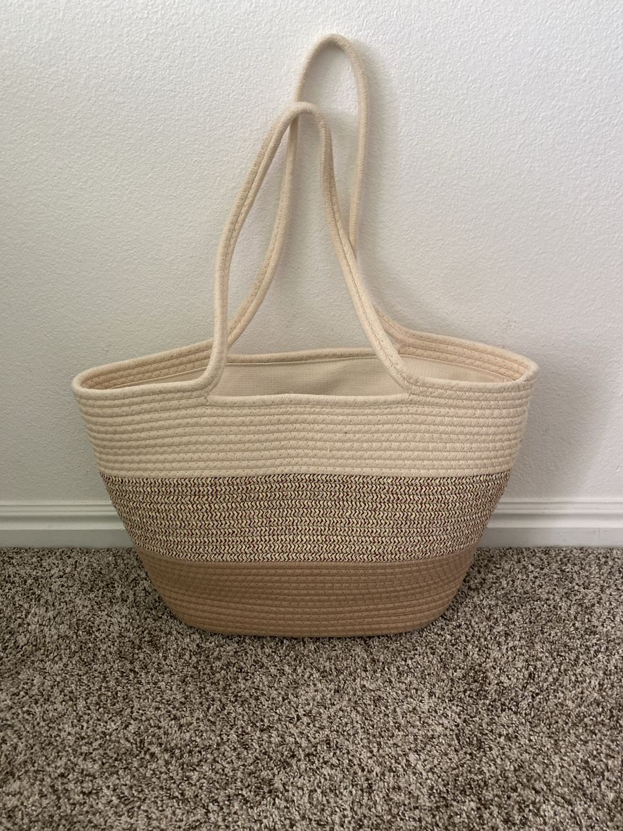 Spacious Natural Tone Rope Tote Bag - Beach, Shopping, Everyday Use