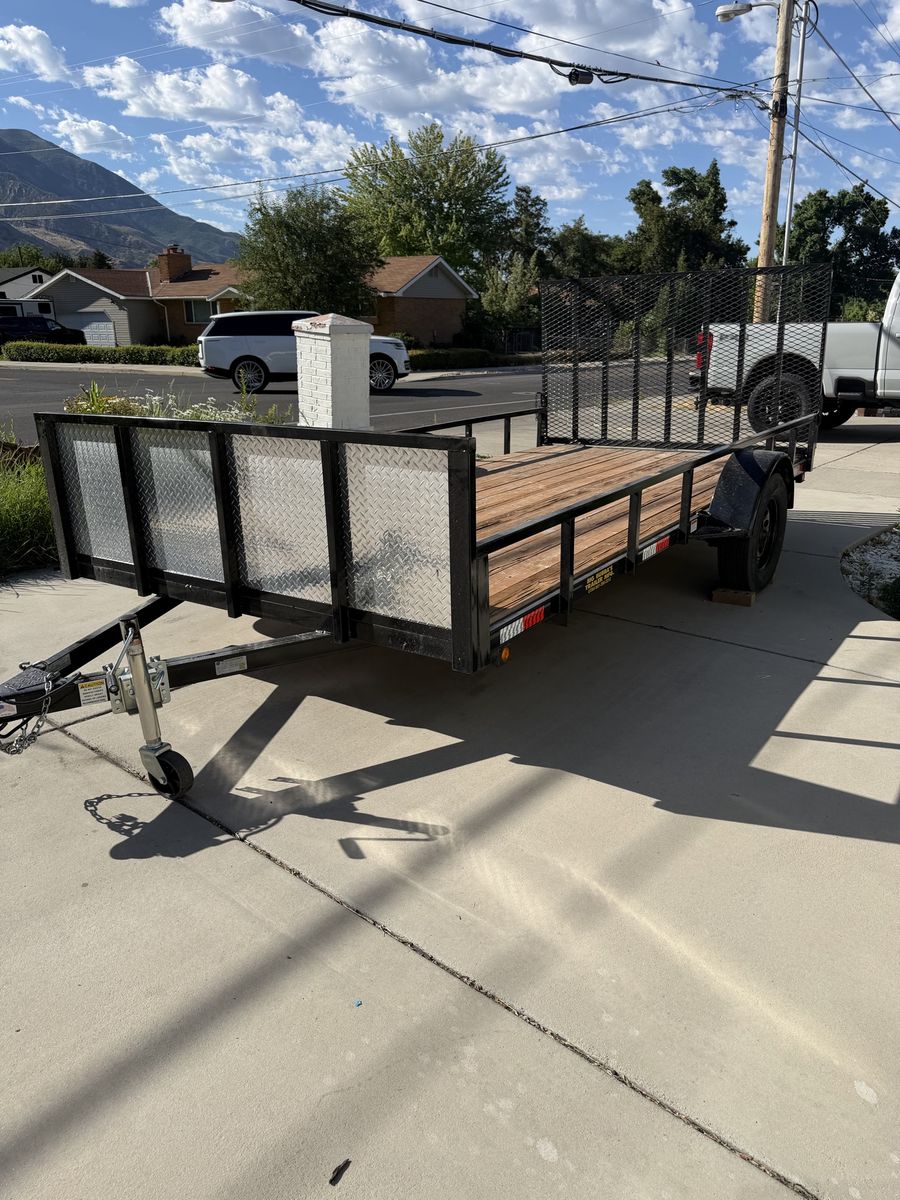 7x14 Single Axle Utility Trailer with Rock Guard & Spare Tire