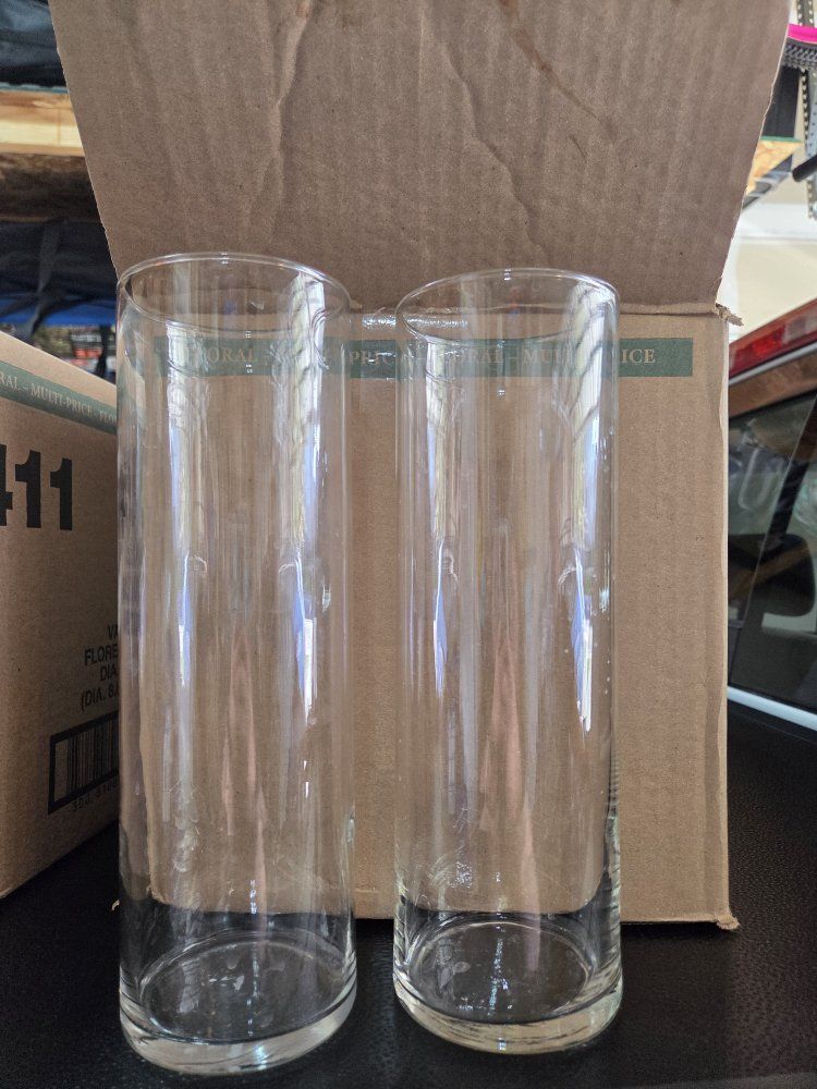 Glass Vases Cylindrical Clear Floral Centerpieces 3.4" x 10.5" 2 Dozen