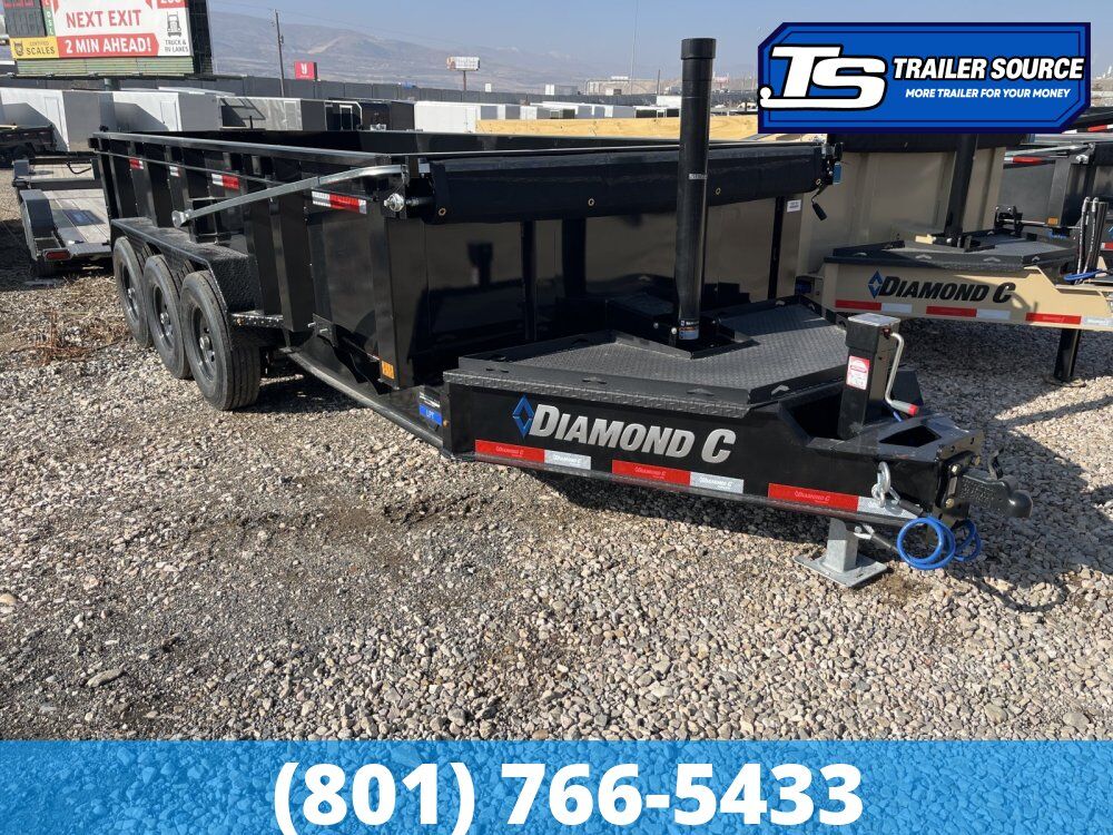 7x16 Diamond C LPT 307 Dump Trailer - 32" Sides - 24K GVWR - 14 Ply Tires, Long Arm Tarp