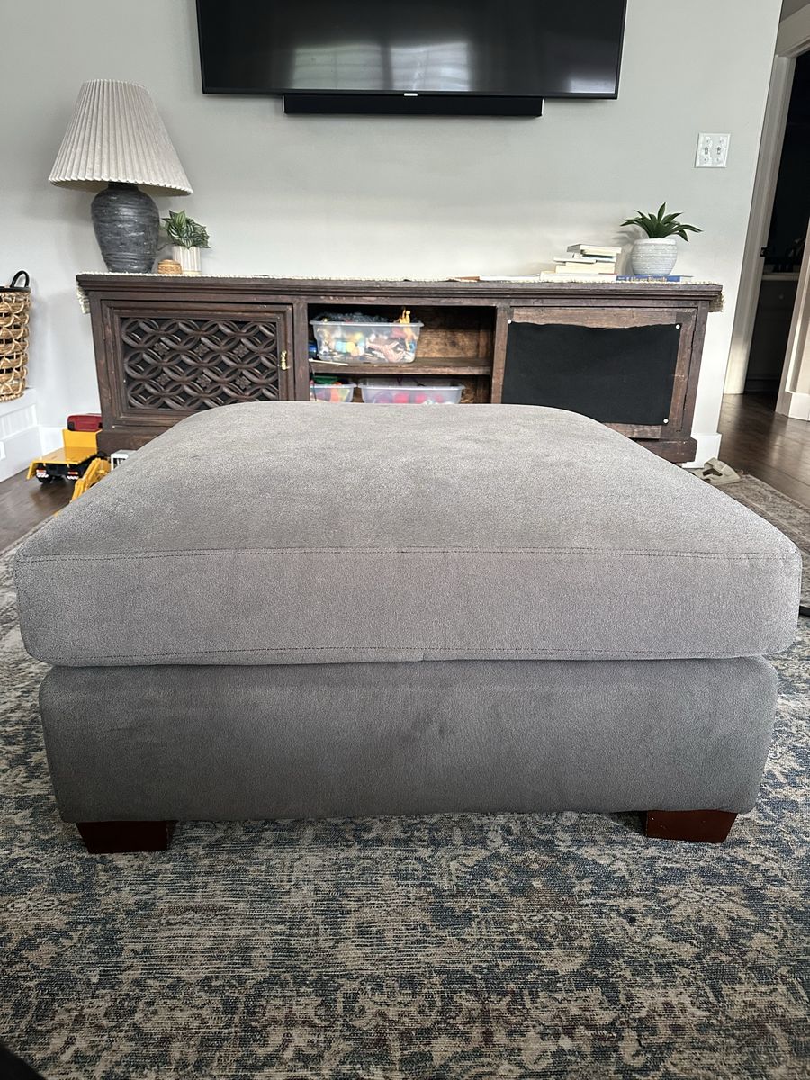 Large Gray Fabric Ottoman Footrest