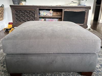 Large Gray Fabric Ottoman Footrest