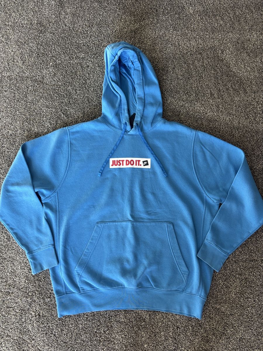 Nike Just Do It Men's Blue Hooded Sweatshirt- Size Large