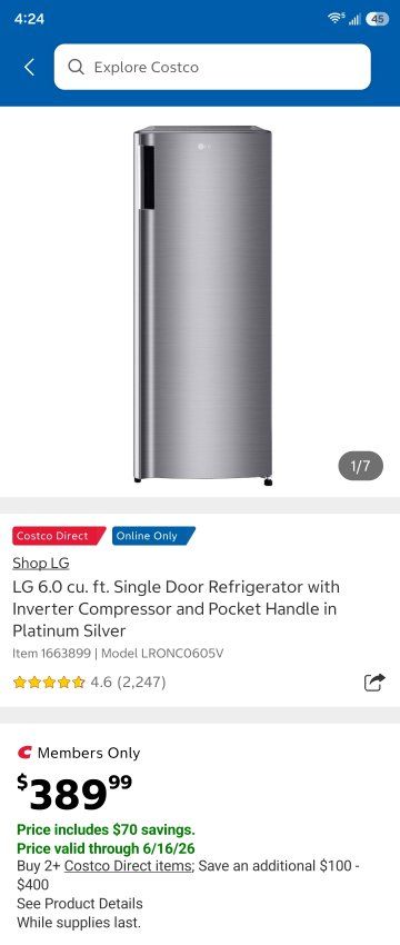 LG 6.0 cu ft single door Refrigerator*Brand New in box*