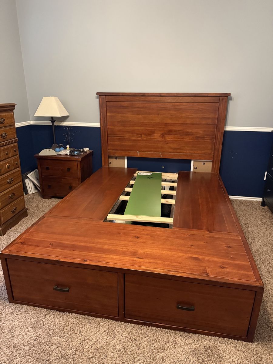 Platform bed and nightstand