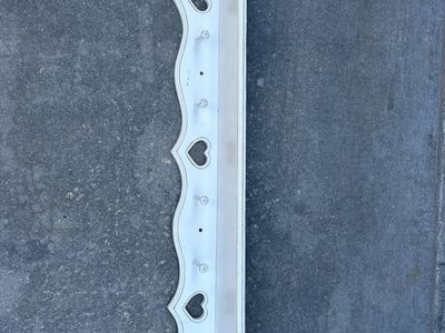 Vintage White Wooden Wall Shelf with Heart Cutouts and Peg Hooks