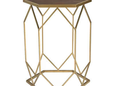 Wood and Gold Side Table
