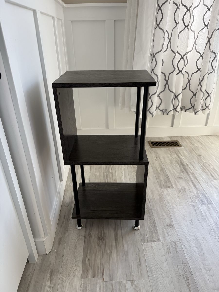 Dark Wood Grain 3-Tier Display Shelf Stand Small Modern Storage Organizer