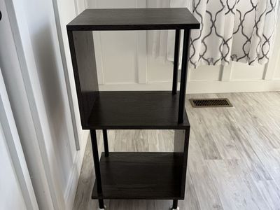 Dark Wood Grain 3-Tier Display Shelf Stand Small Modern Storage Organizer