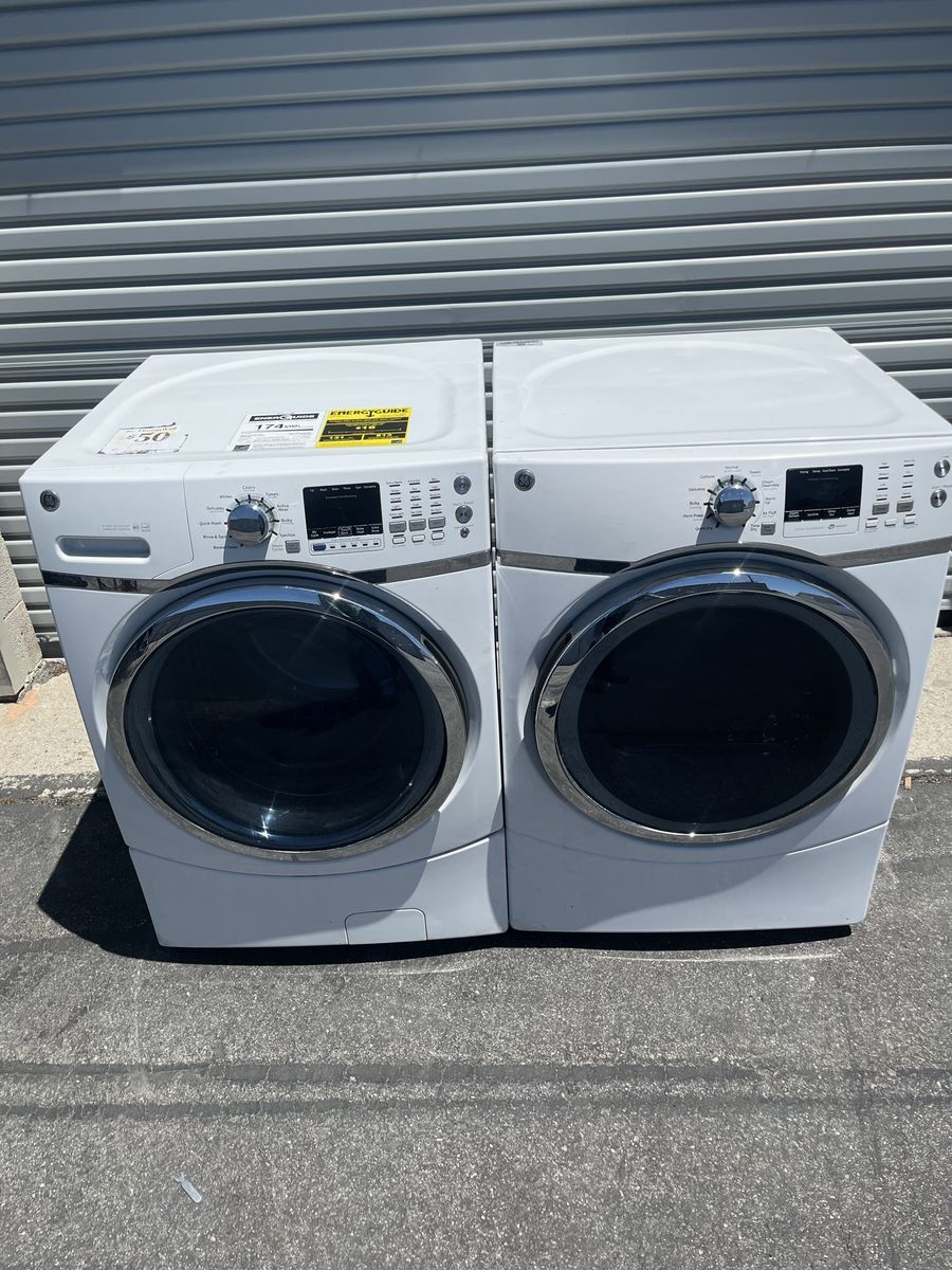 Stackable GE Washer & Electric Dryer Set With Wrinkle Control/Steam, Free Delivery.