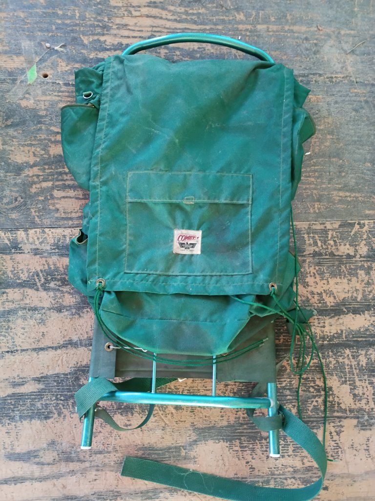 Vintage Green American Camper Comet external frame backpack