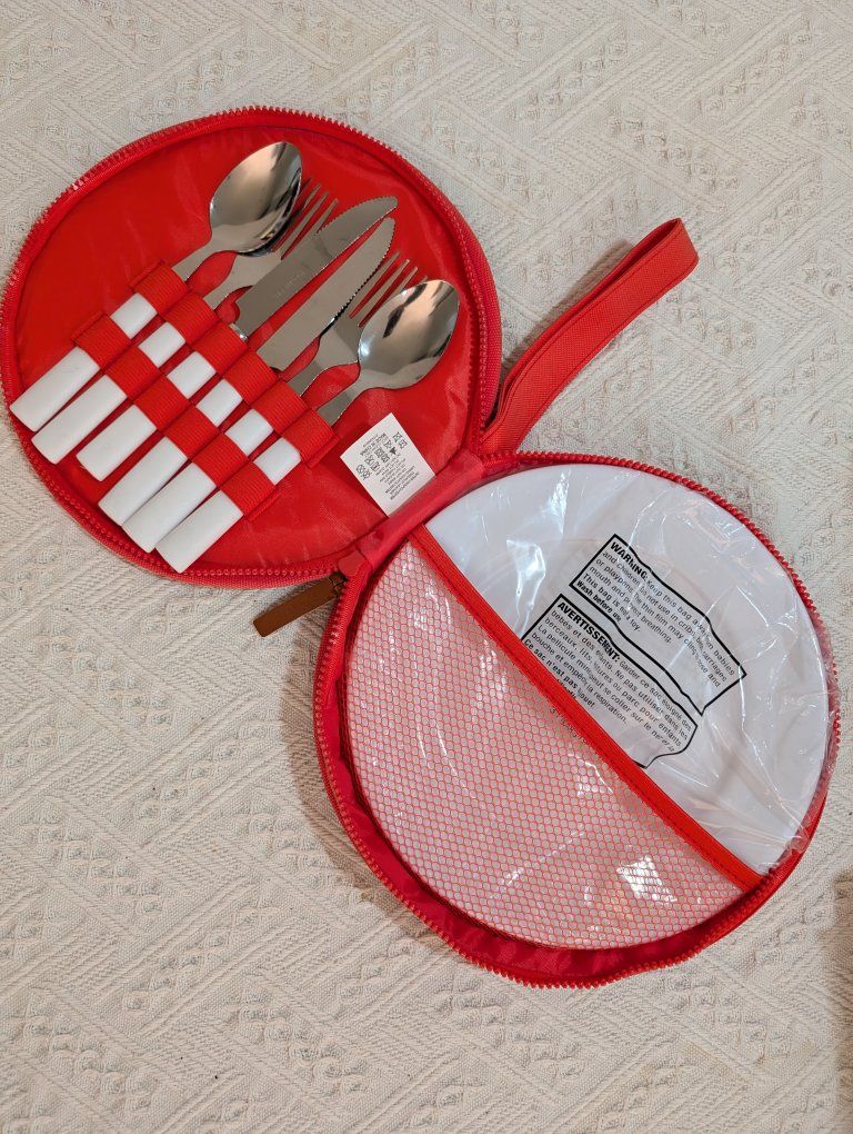 Sunnylife Portable 2-Person Picnic Cutlery & Plate Set with Zip Travel Case