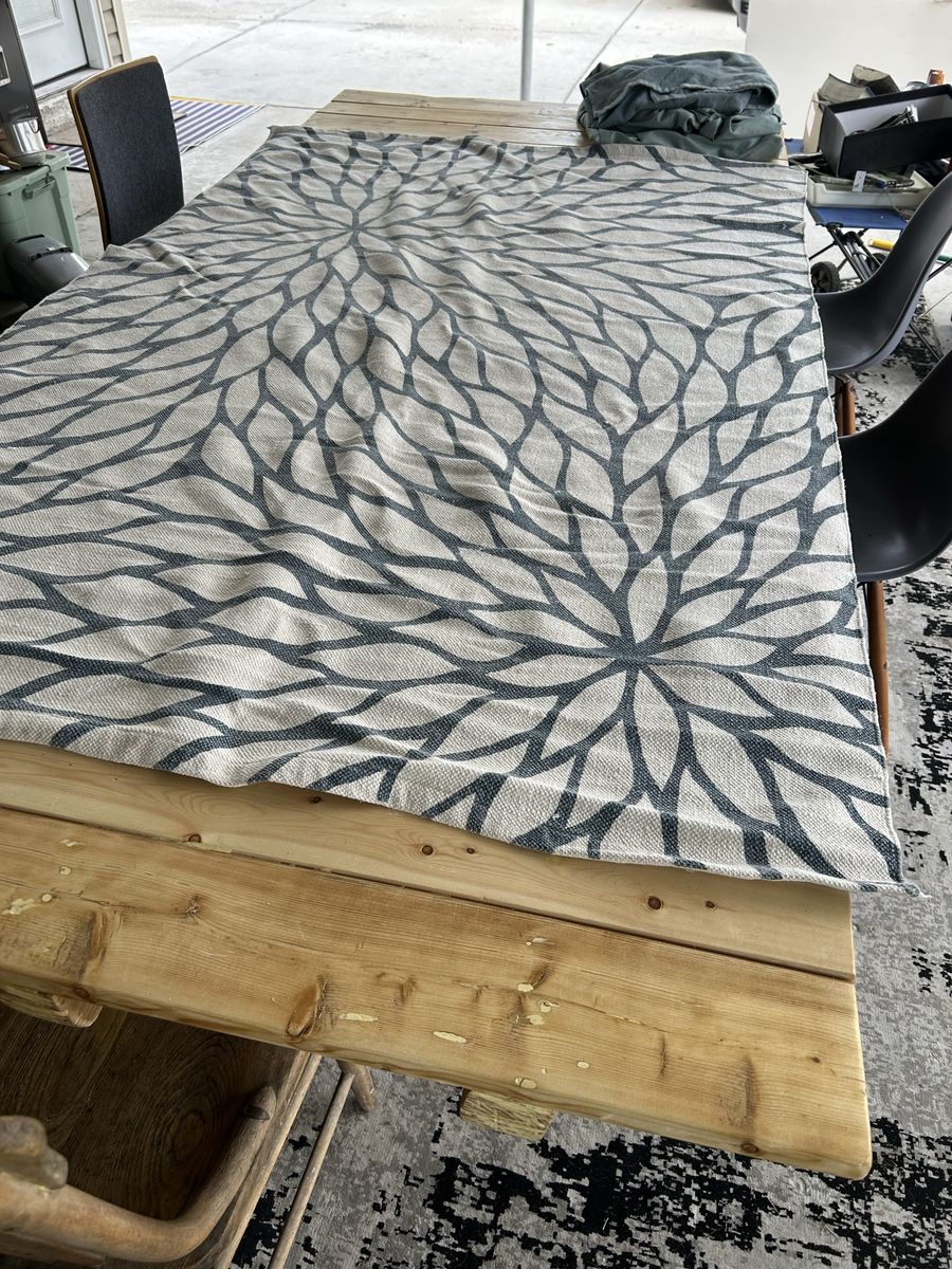 Gray and Beige Floral Print Woven Rug