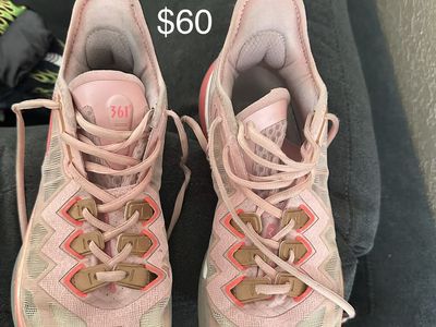 Pink basketball shoes