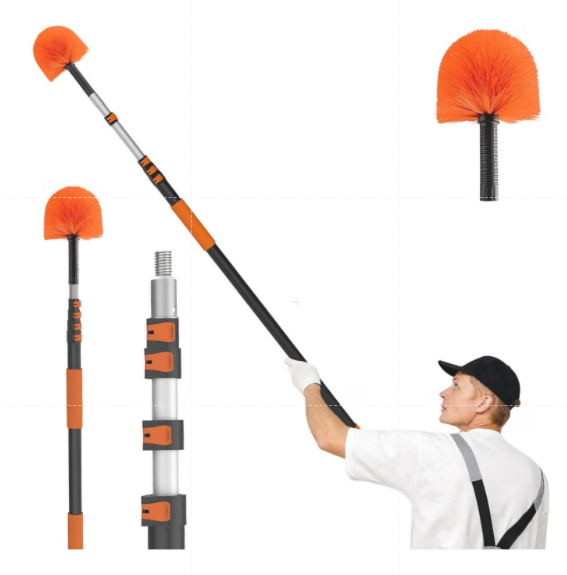 30FT Cobweb Duster with Extension Pole Spider Web Brush for Cleaning Extendable, Professional Ceiling and Corner Dusters