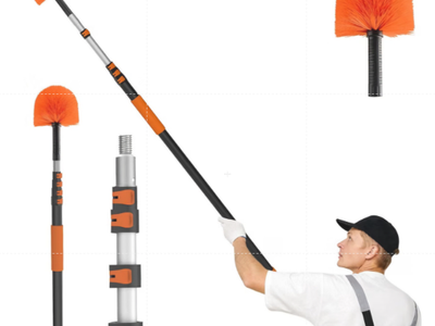 30FT Cobweb Duster with Extension Pole Spider Web Brush for Cleaning Extendable, Professional Ceiling and Corner Dusters