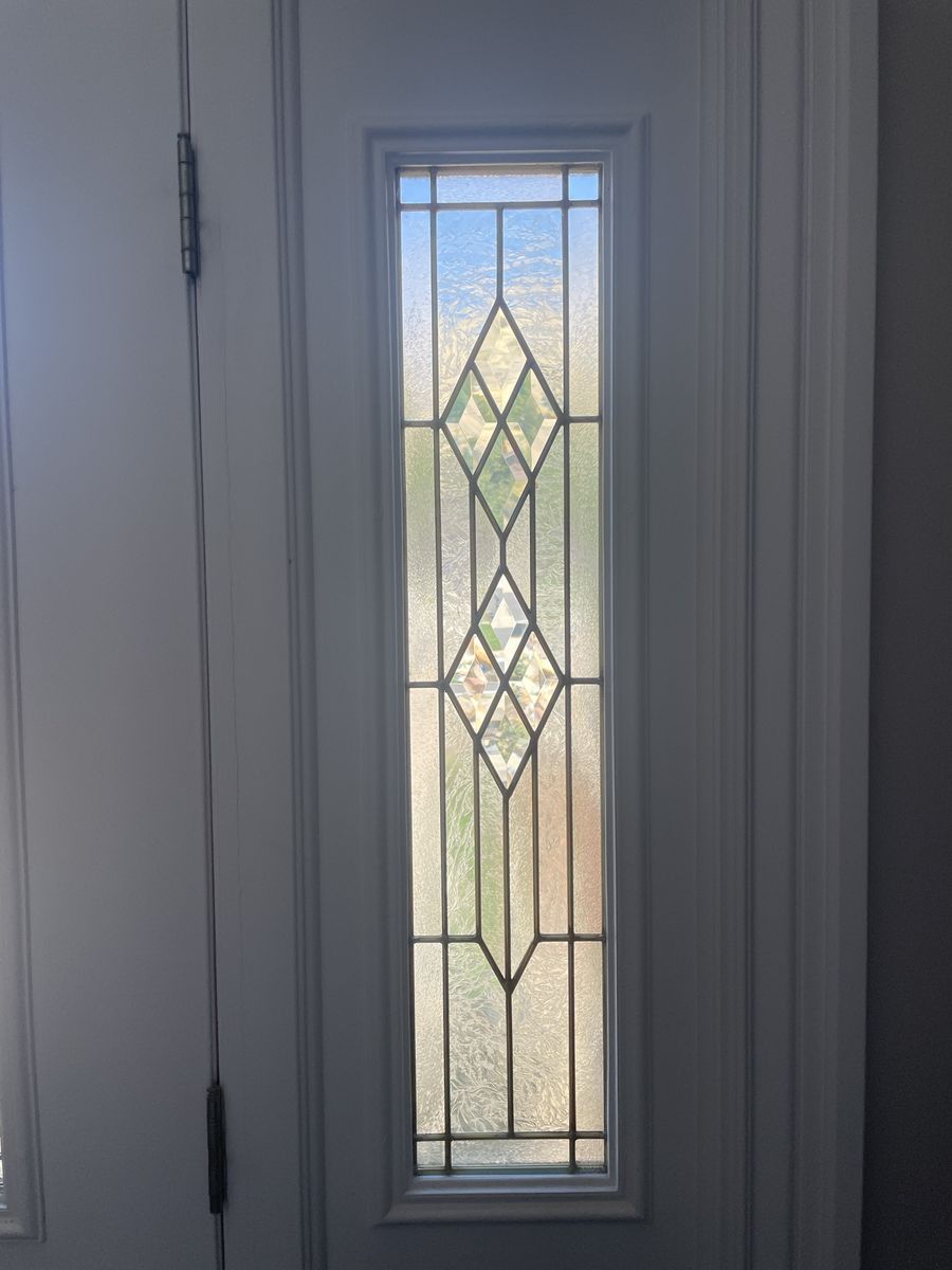 Entry Steel Door 79x36” (35.5”) with Glass and side Panne glass only.
