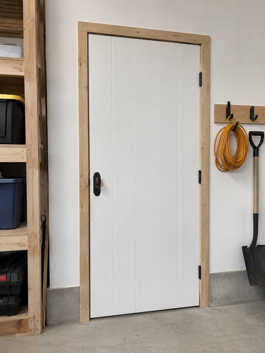 17 White Vertical Panel Interior Doors with Dark Hardware