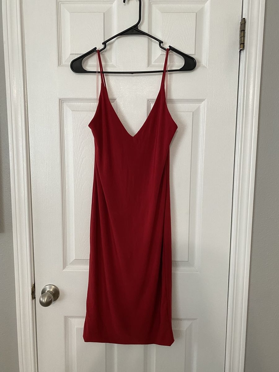 Vibrant Red Fashion Nova Semi Formal Spaghetti-Strap Bodycon Mini Dress