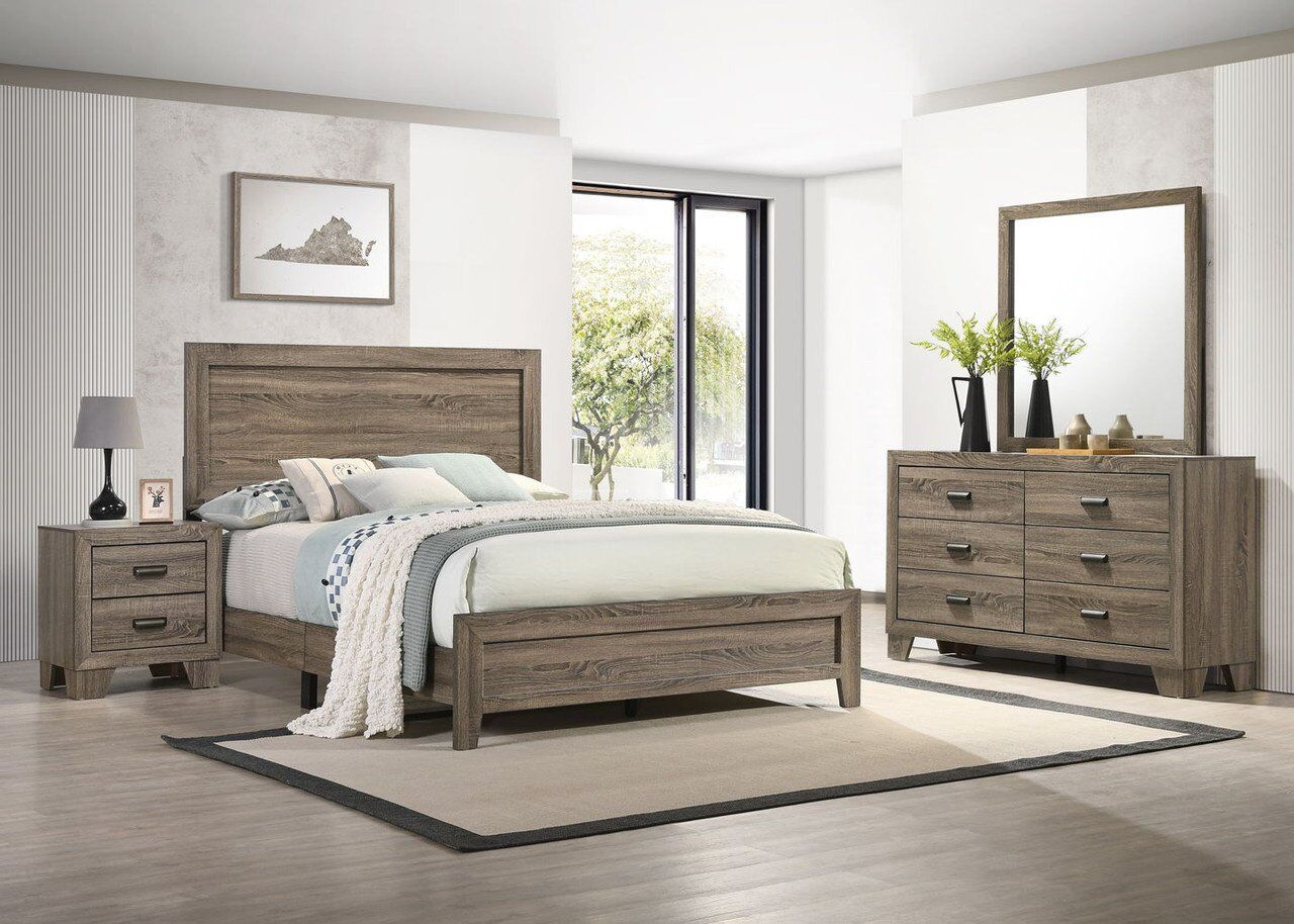 Millie 4-Piece Brownish Gray Panel Bedroom Set