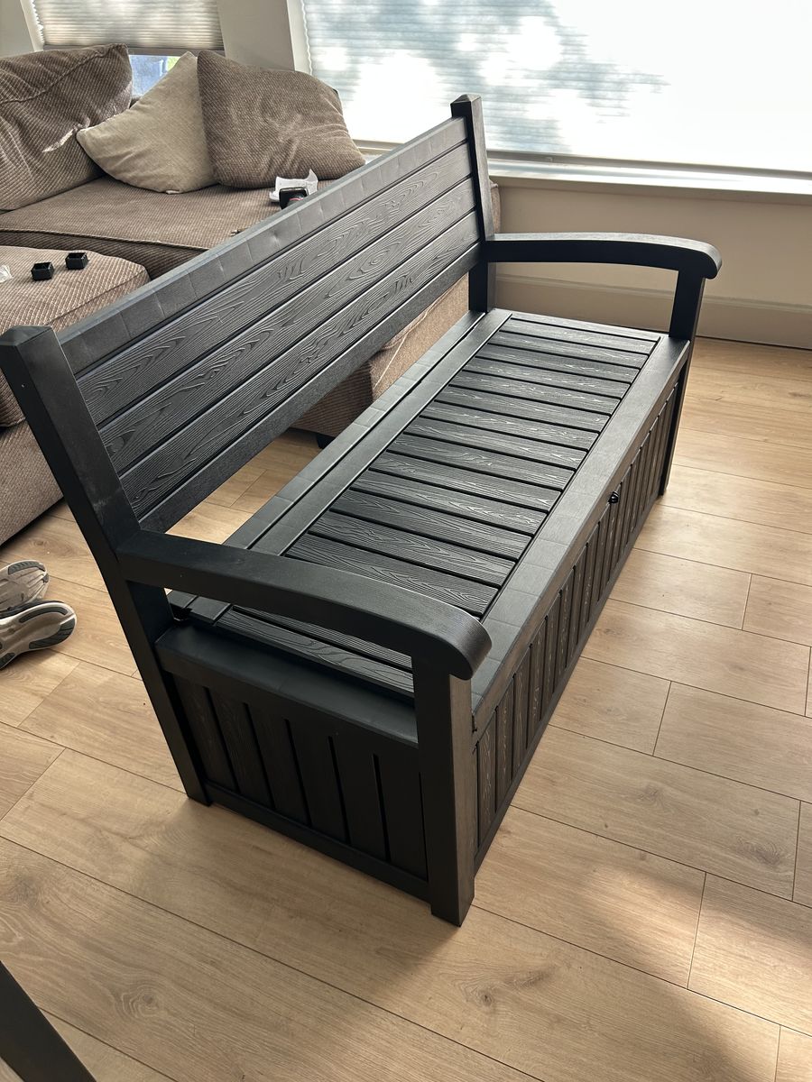 Black Outdoor Bench with Storage