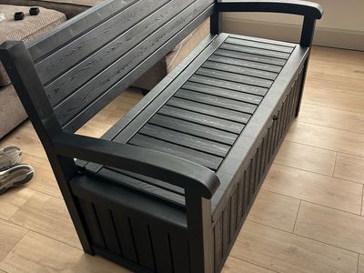 Black Outdoor Bench with Storage