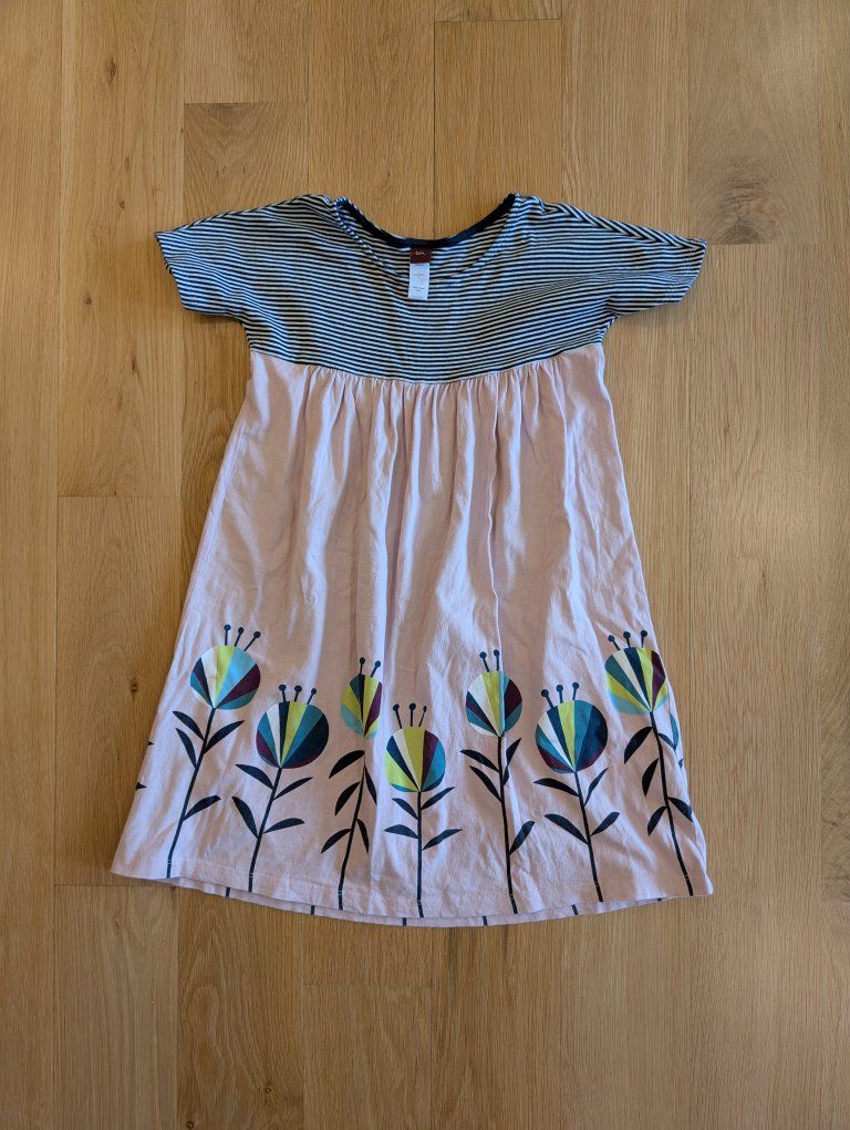 Tea Collection Girl's Multicolor Striped and Floral Dress - Size 8