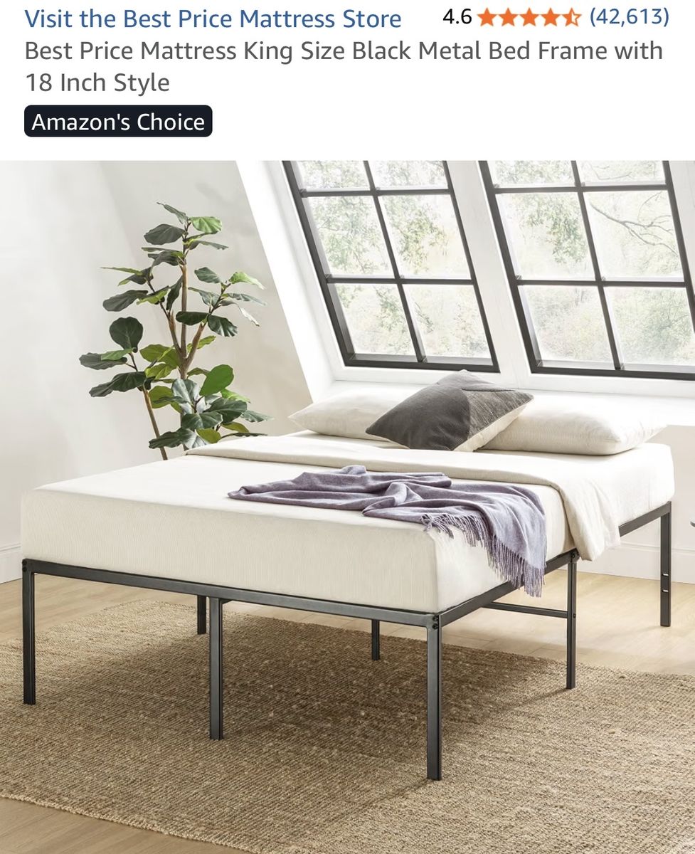 King Size Black Metal Bed Frame 18 Inch
