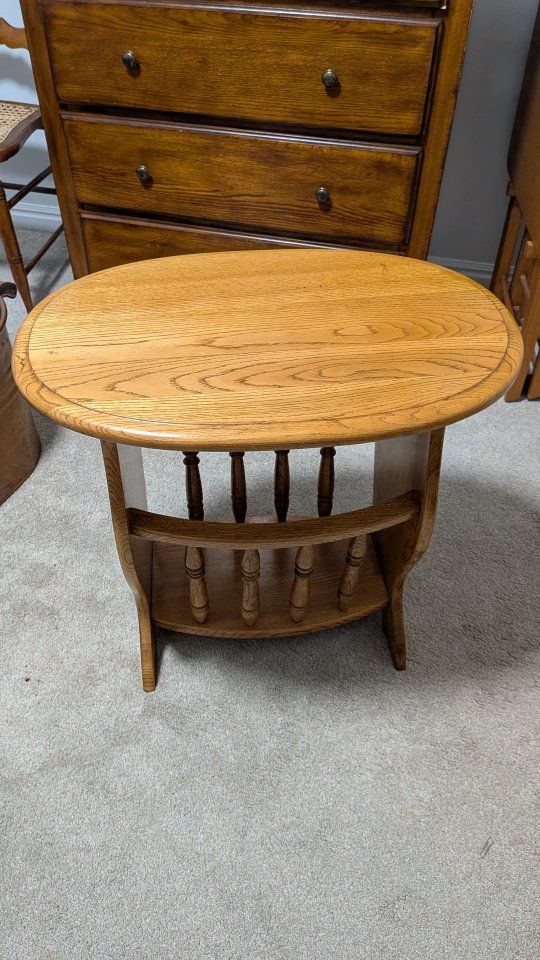 Oak side table with storage